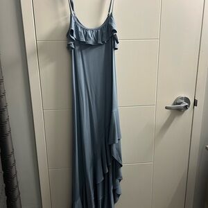 Aritzia Dusty Blue Ruffle-Trim Maxi Dress